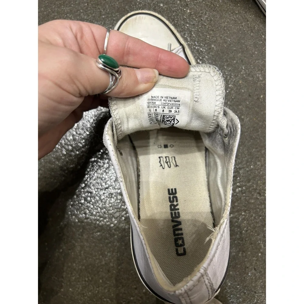 Converse Chuck Taylor All Star Shoes Mens Size 6‎ White Leather Low Top Sneakers